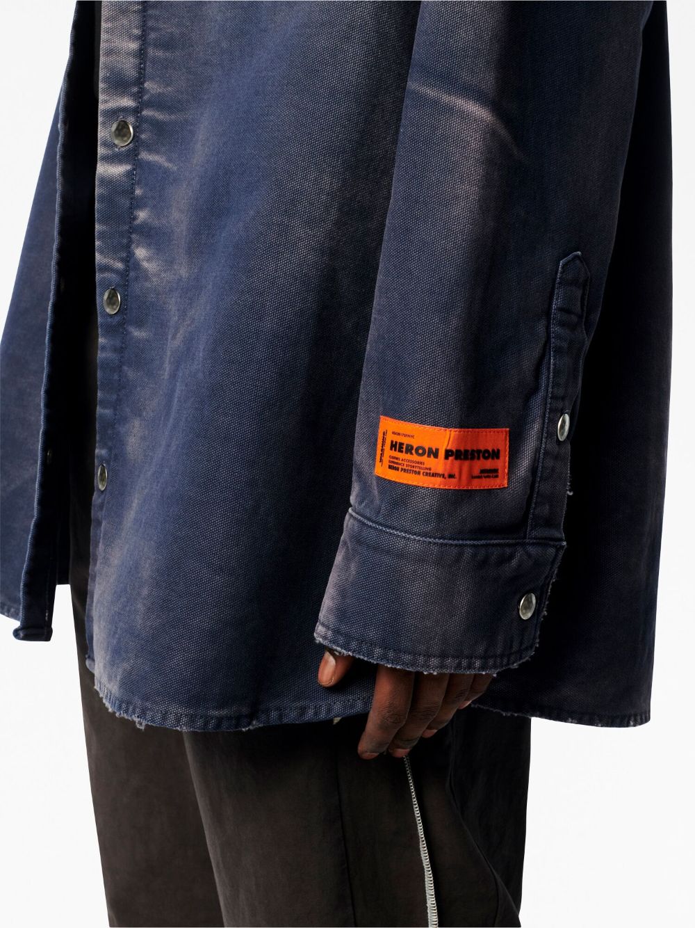 Shop Heron Preston Distressed-effect Denim Shirt