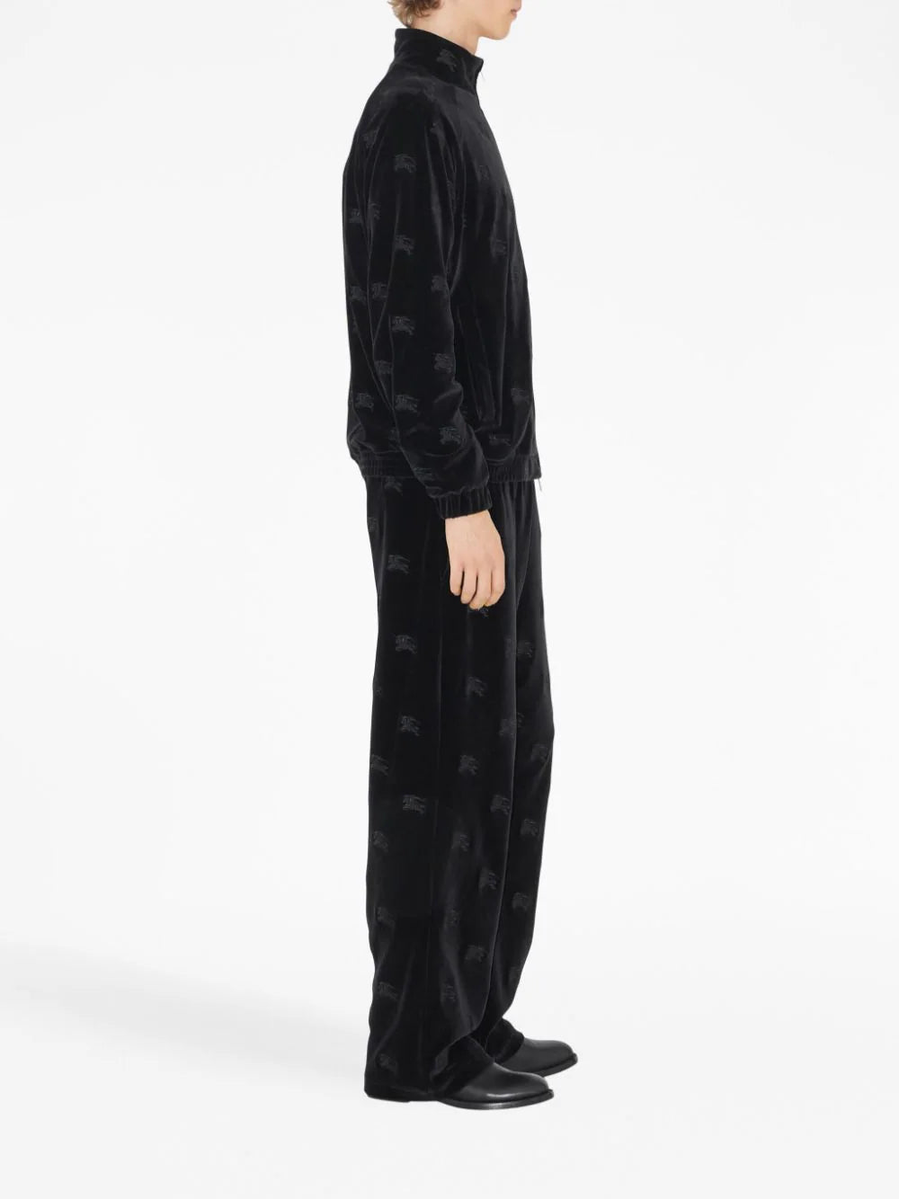 Shop Burberry Ekd Velvet Jogging Pants