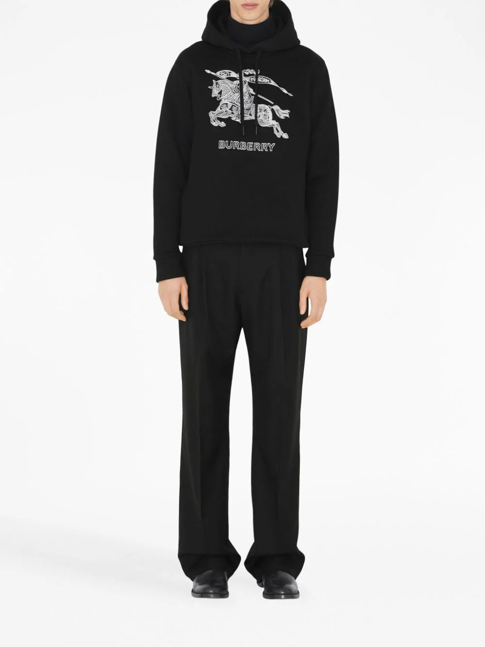 Shop Burberry Embroidered-ekd Logo-print Hoodie