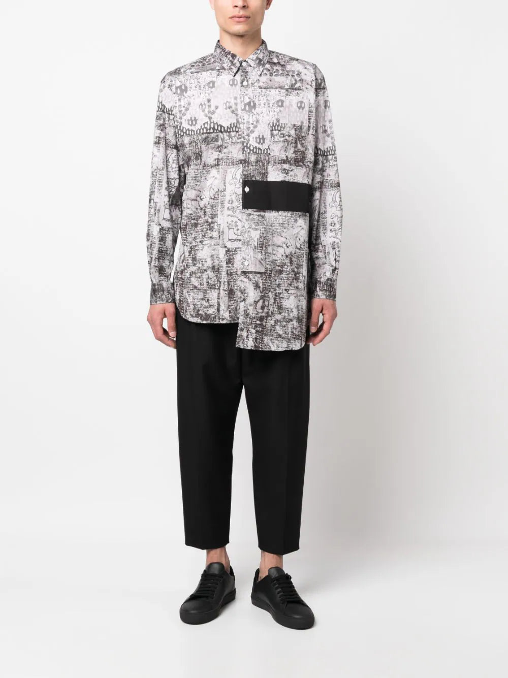 Shop Comme Des Garçons Shirt Graphic-print Asymmetric Shirt