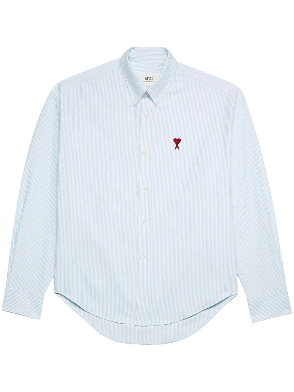 Shop Ami Alexandre Mattiussi Logo-embroidered Striped Cotton Shirt