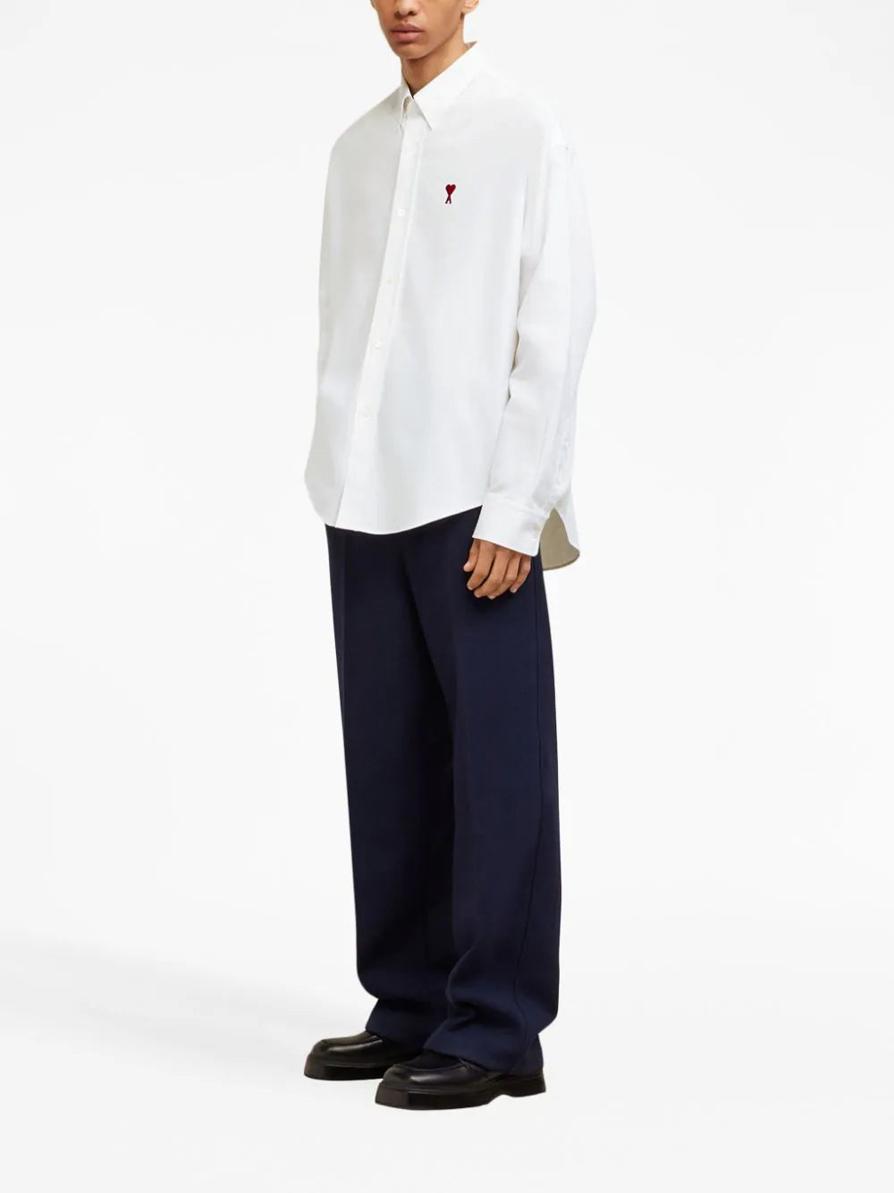 Shop Ami Alexandre Mattiussi Logo-embroidered Poplin Shirt