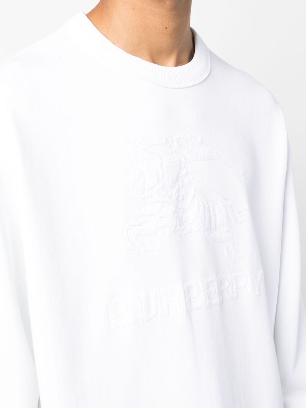 Shop Burberry Flocked-logo Cotton Sweatshirt