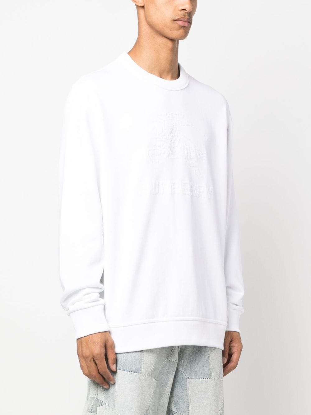 Shop Burberry Flocked-logo Cotton Sweatshirt