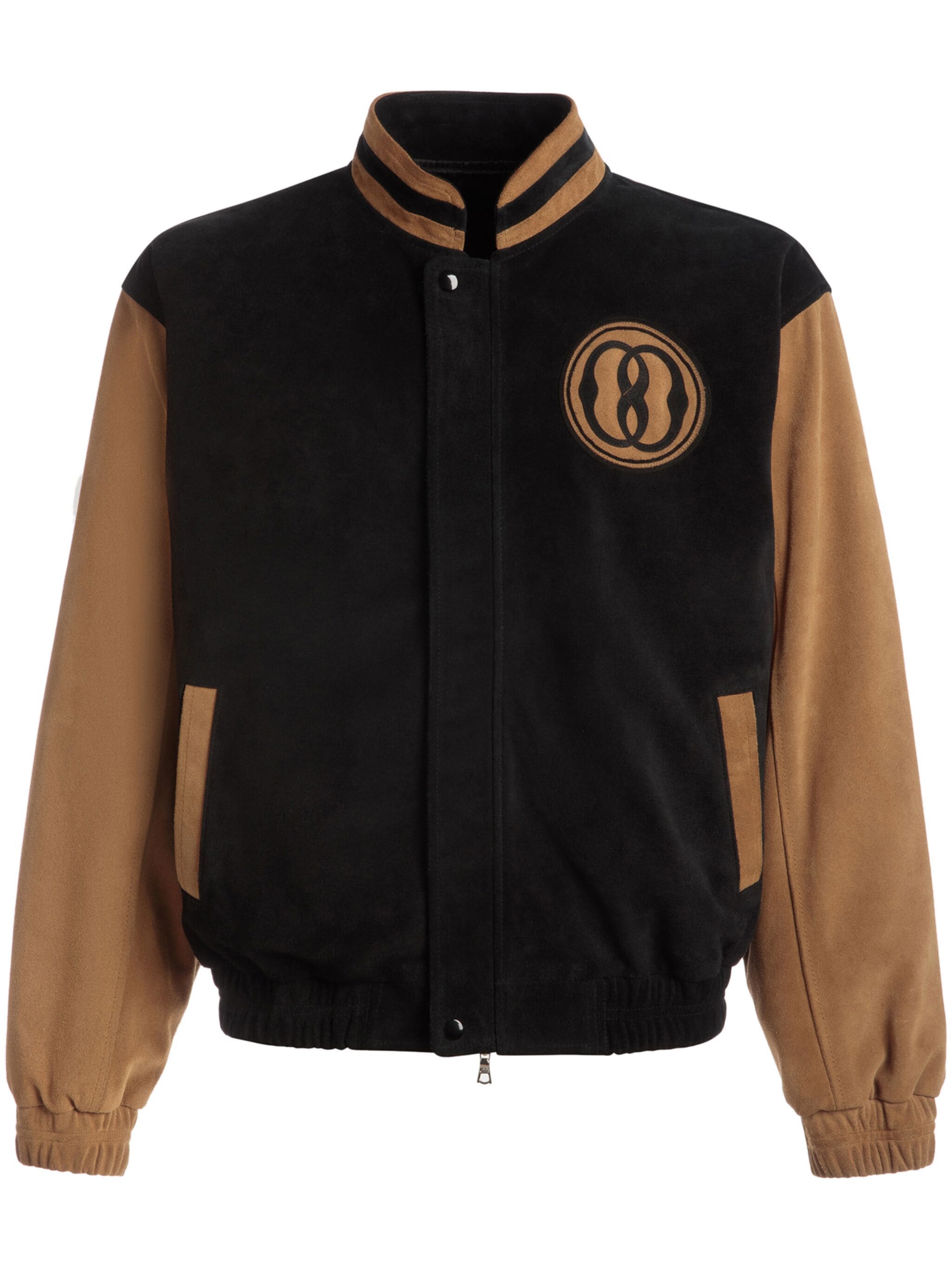 Shop Bally Emblem Logo-patch Suede Bomber Jacket