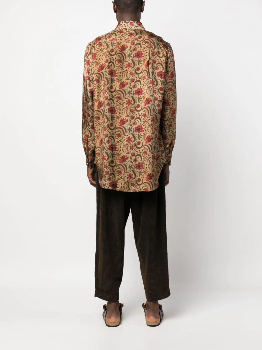 Shop Uma Wang Floral-print Long-sleeved Shirt