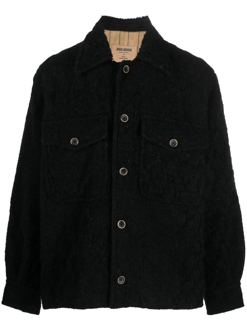 Shop Uma Wang Distressed-effect Knitted Shirt Jacket