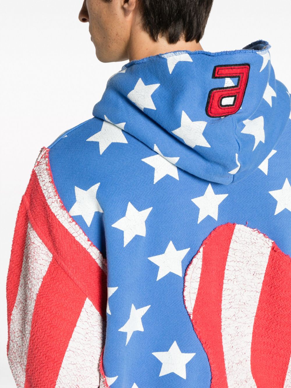 Shop Erl Flag-print Cotton Hoodie