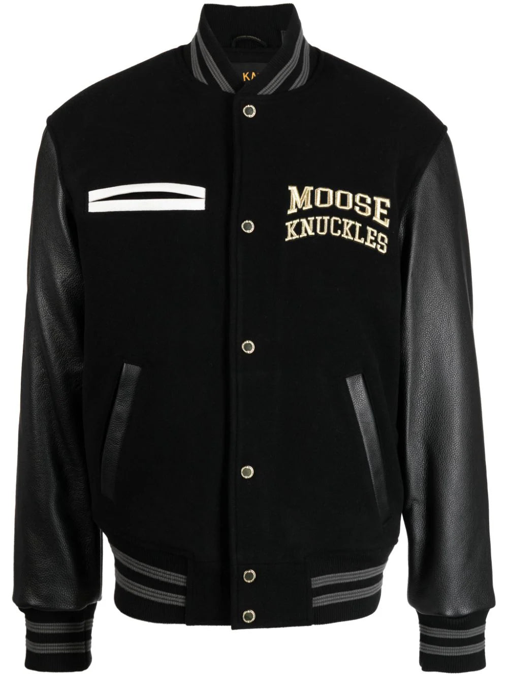 Shop Moose Knuckles Logo-embroidered Bomber Jacket