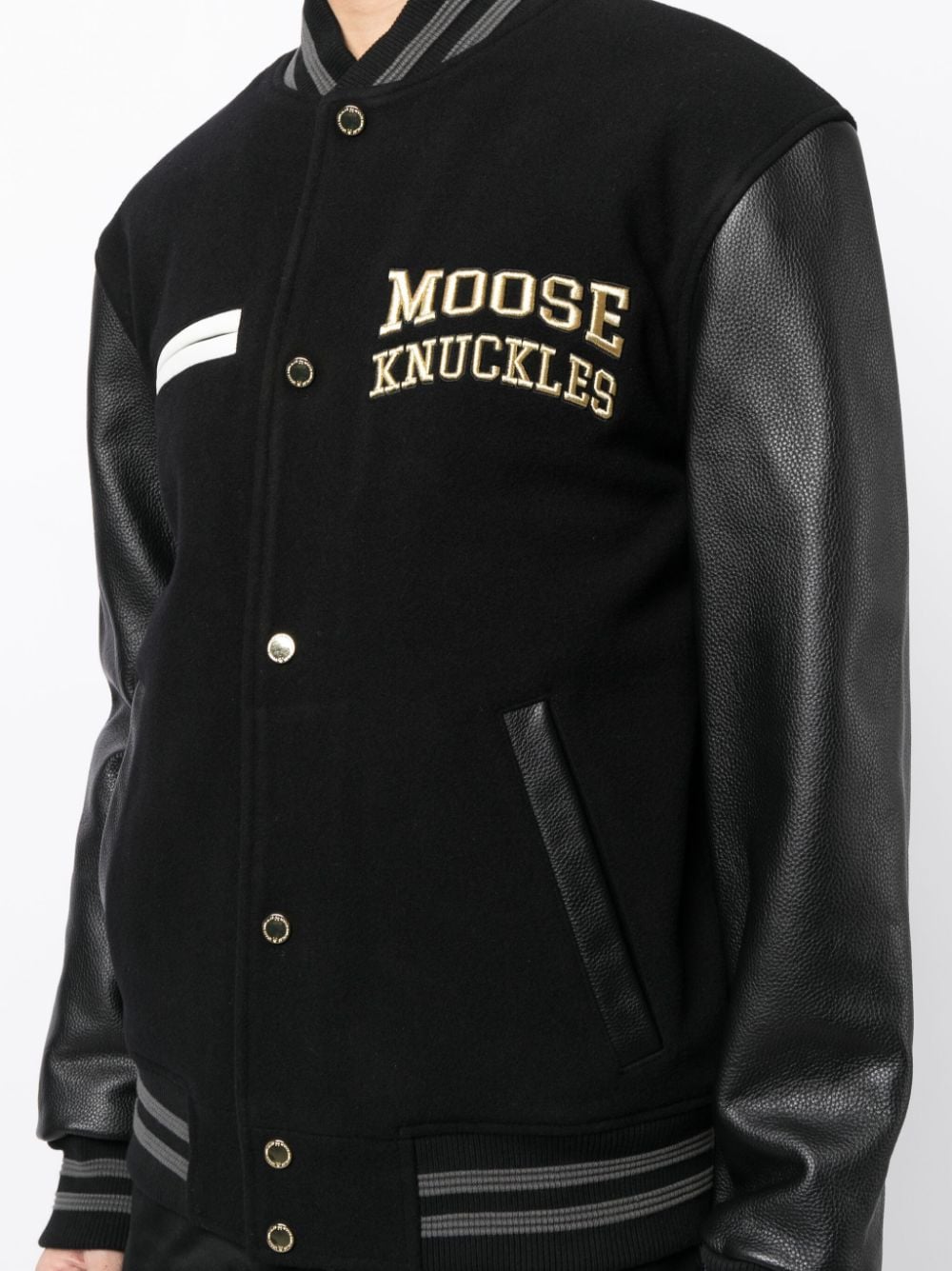 Shop Moose Knuckles Logo-embroidered Bomber Jacket