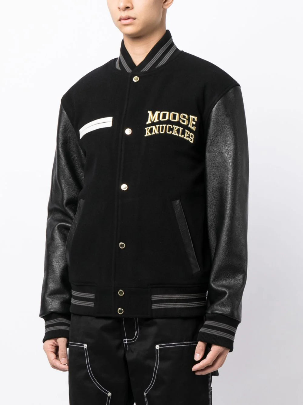 Shop Moose Knuckles Logo-embroidered Bomber Jacket