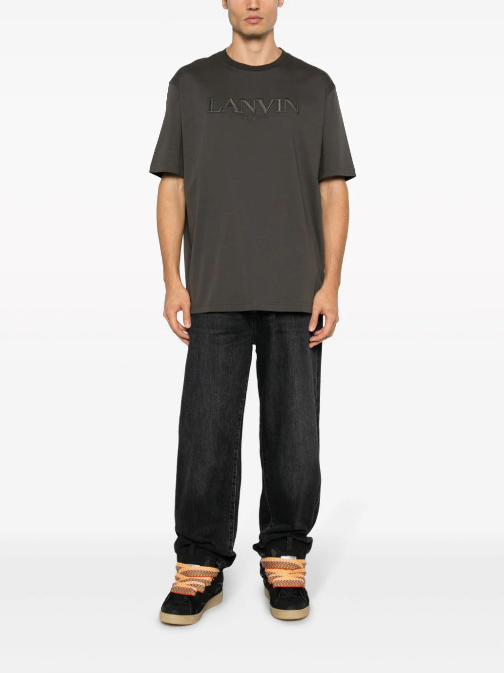 Shop Lanvin Logo-embroidered Cotton T-shirt