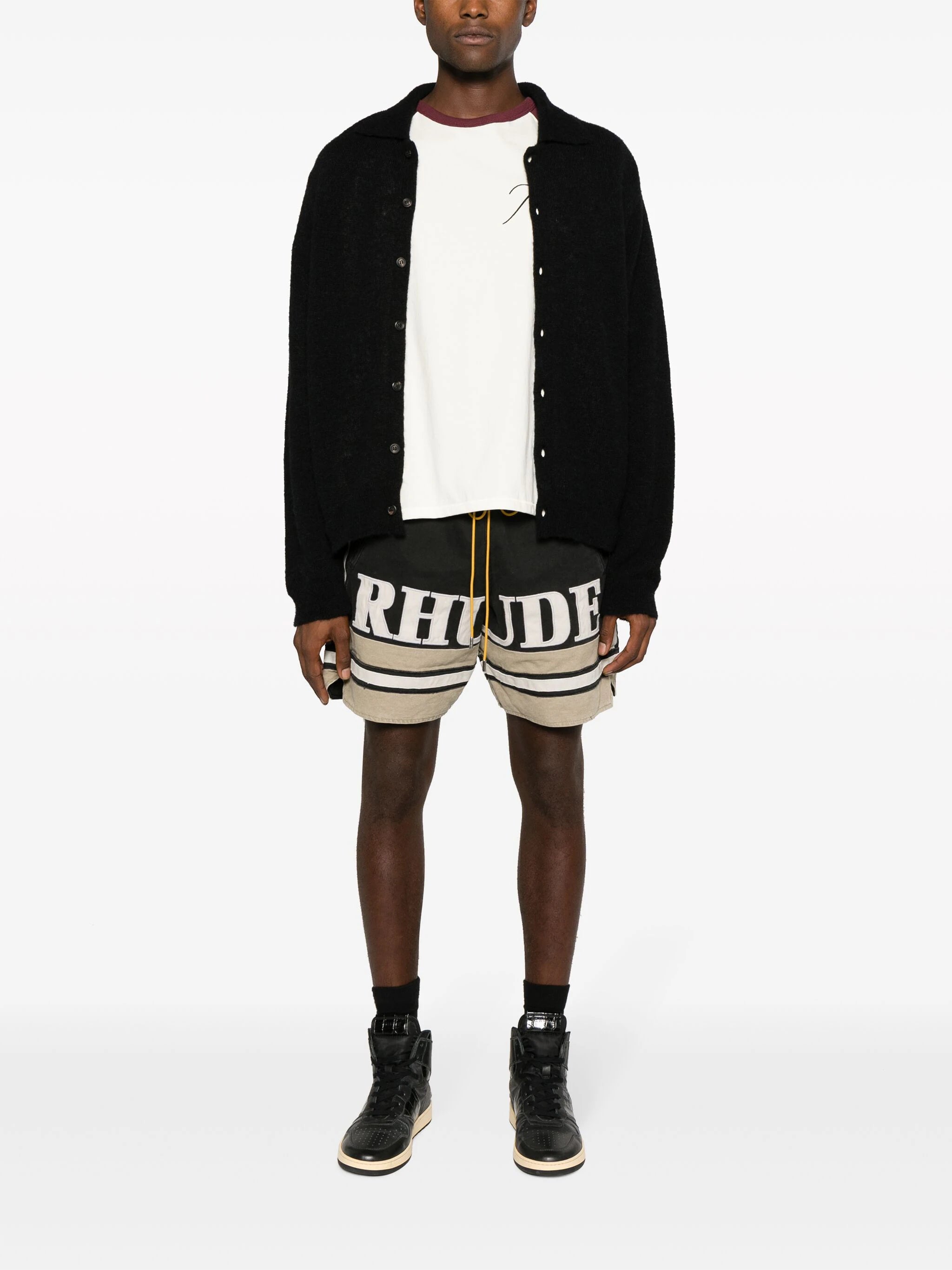 Shop Rhude Logo-embroidered Cotton Shorts