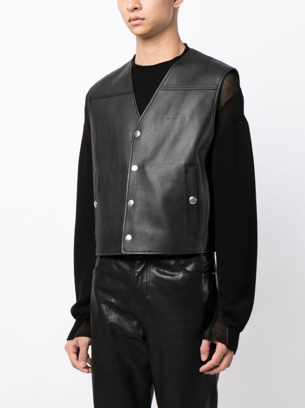 Shop Givenchy Logo-debossed Leather Vest