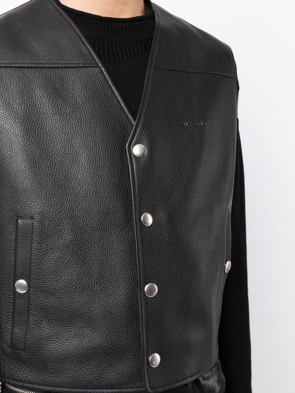Shop Givenchy Logo-debossed Leather Vest