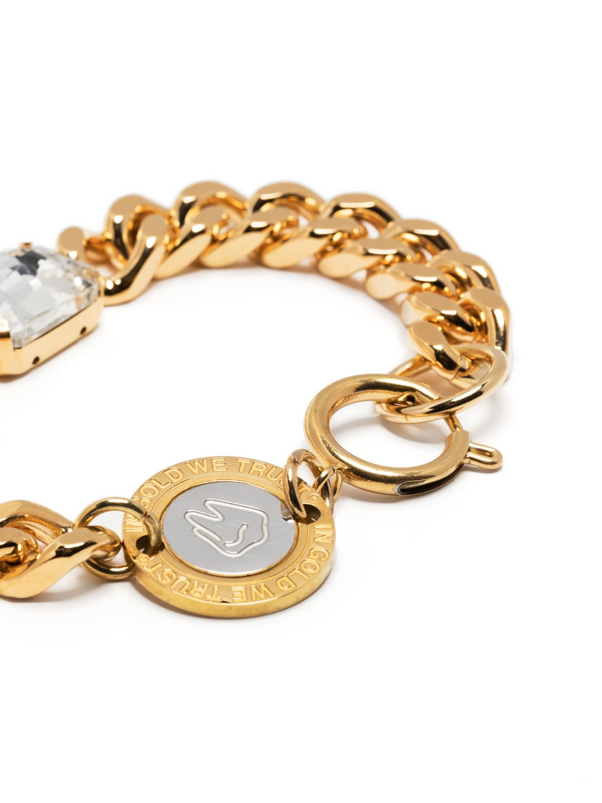Shop In Gold We Trust Paris 18kt Gold-plated Crystal-embellished Bracelet