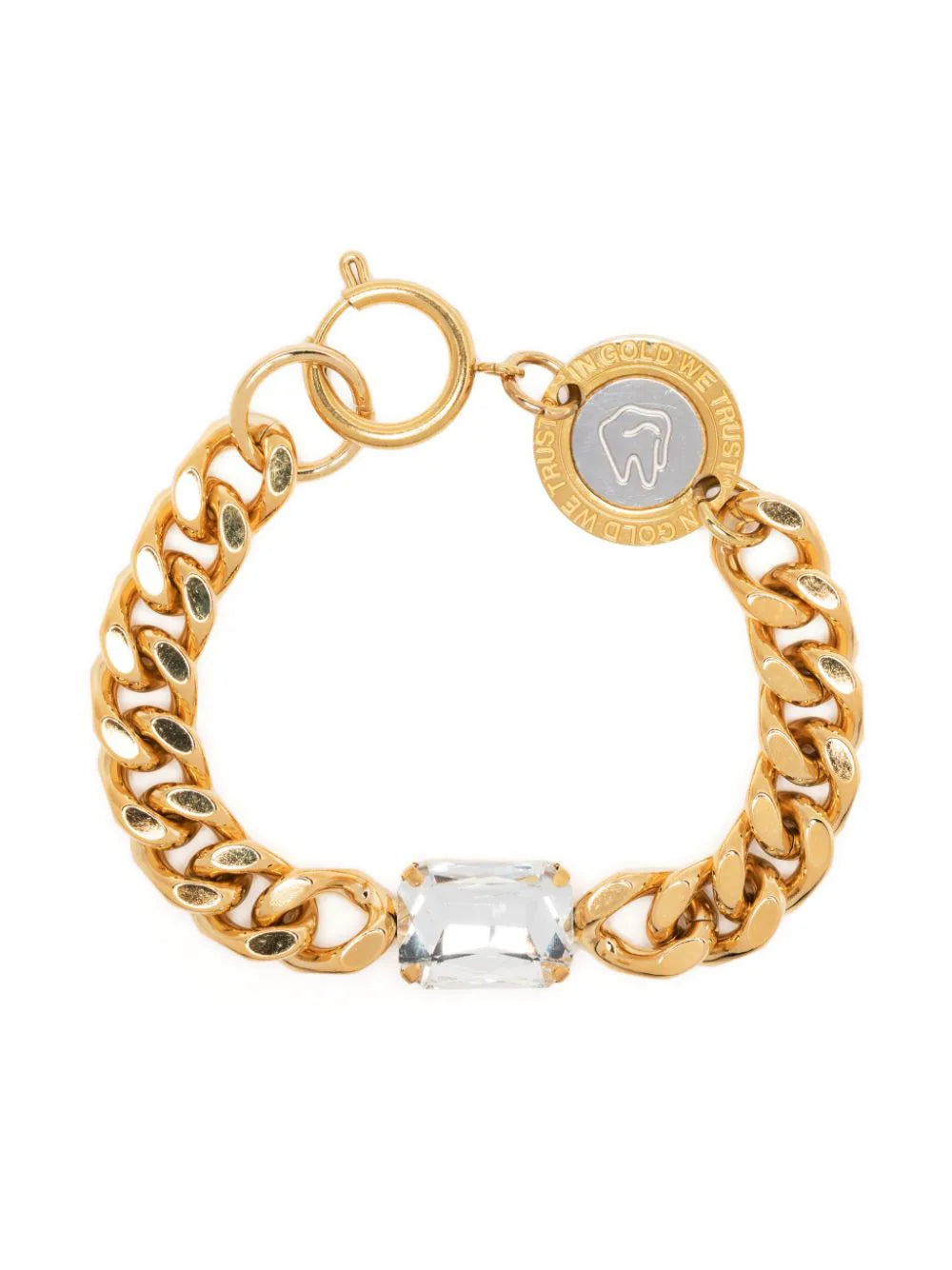 Shop In Gold We Trust Paris 18kt Gold-plated Crystal-embellished Bracelet