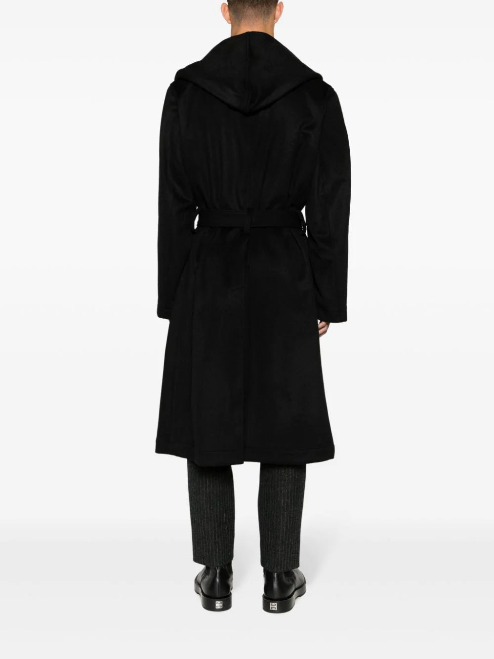 Shop Yohji Yamamoto Hooded Belted Coat