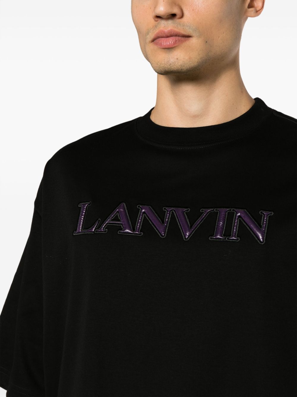 Shop Lanvin Logo-appliqué Cotton T-shirt