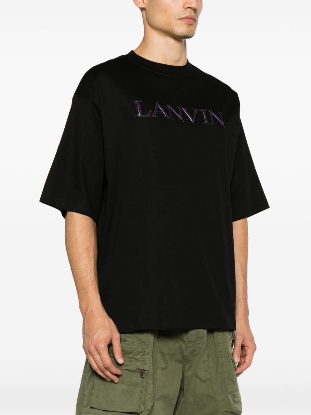 Shop Lanvin Logo-appliqué Cotton T-shirt