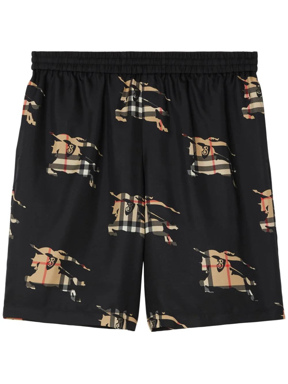 Shop Burberry Ekd-print Elasticated Silk Shorts