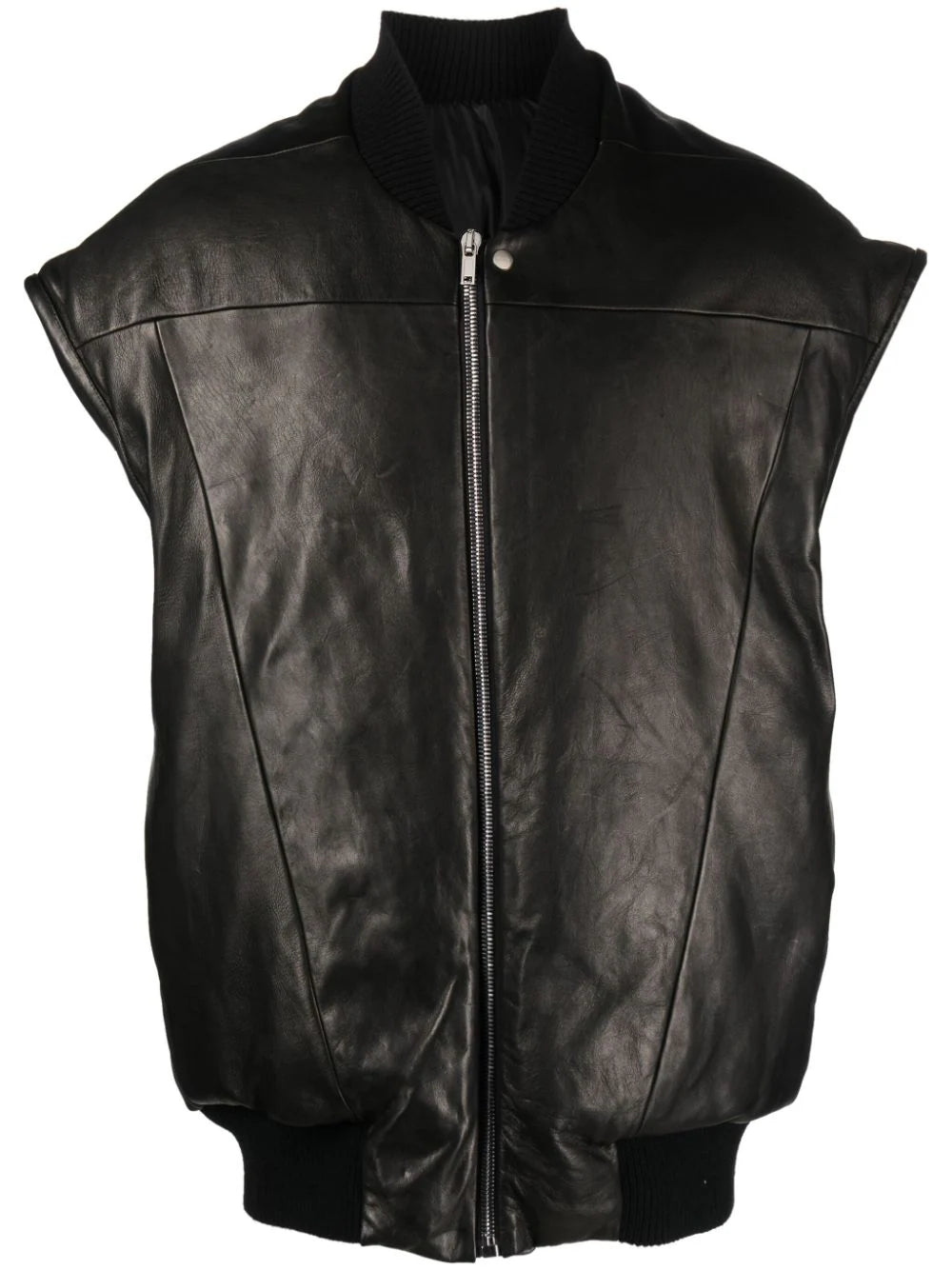 Shop Rick Owens Jumbo Flight Padded Leather Gilet