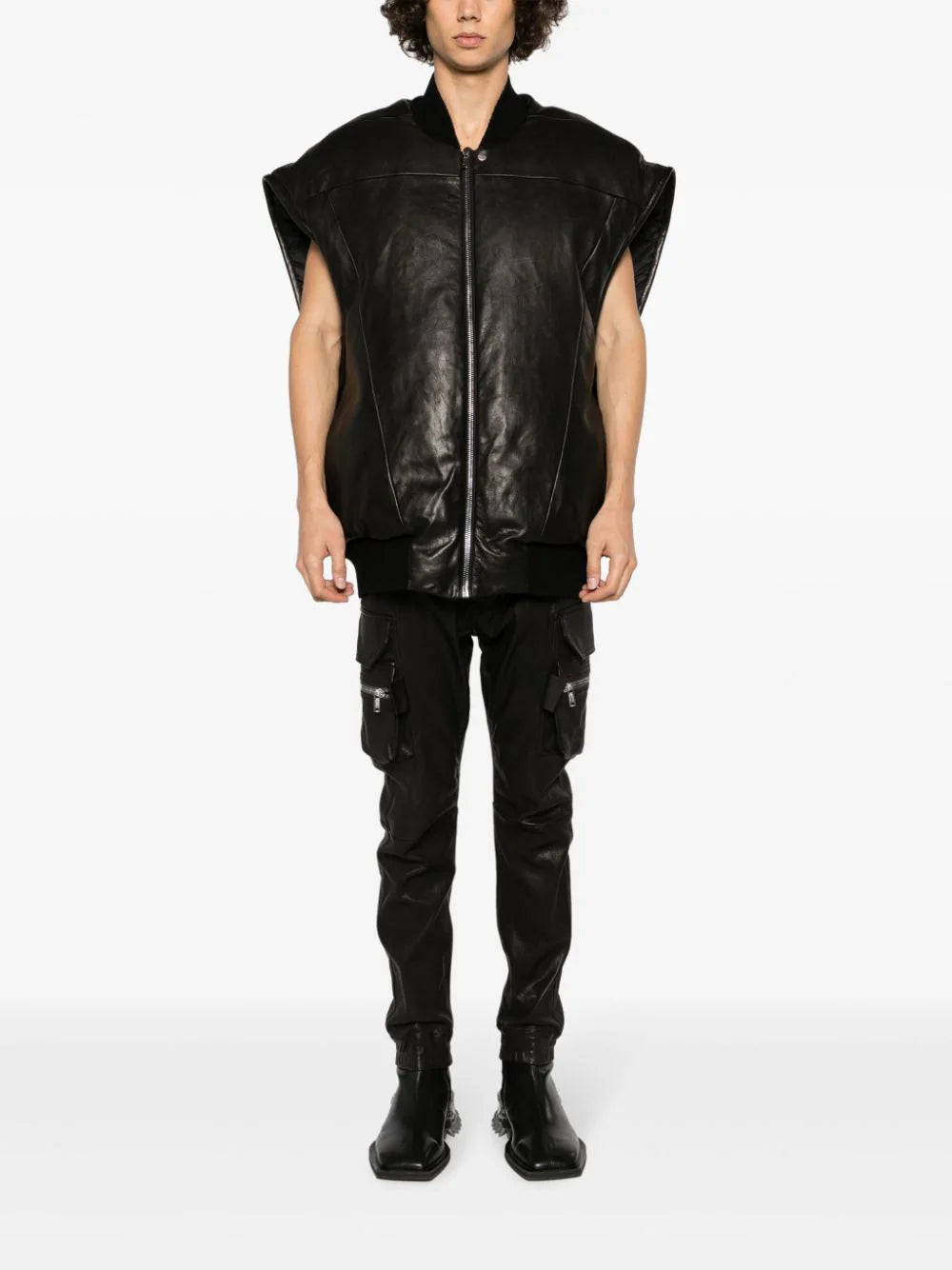 Shop Rick Owens Jumbo Flight Padded Leather Gilet