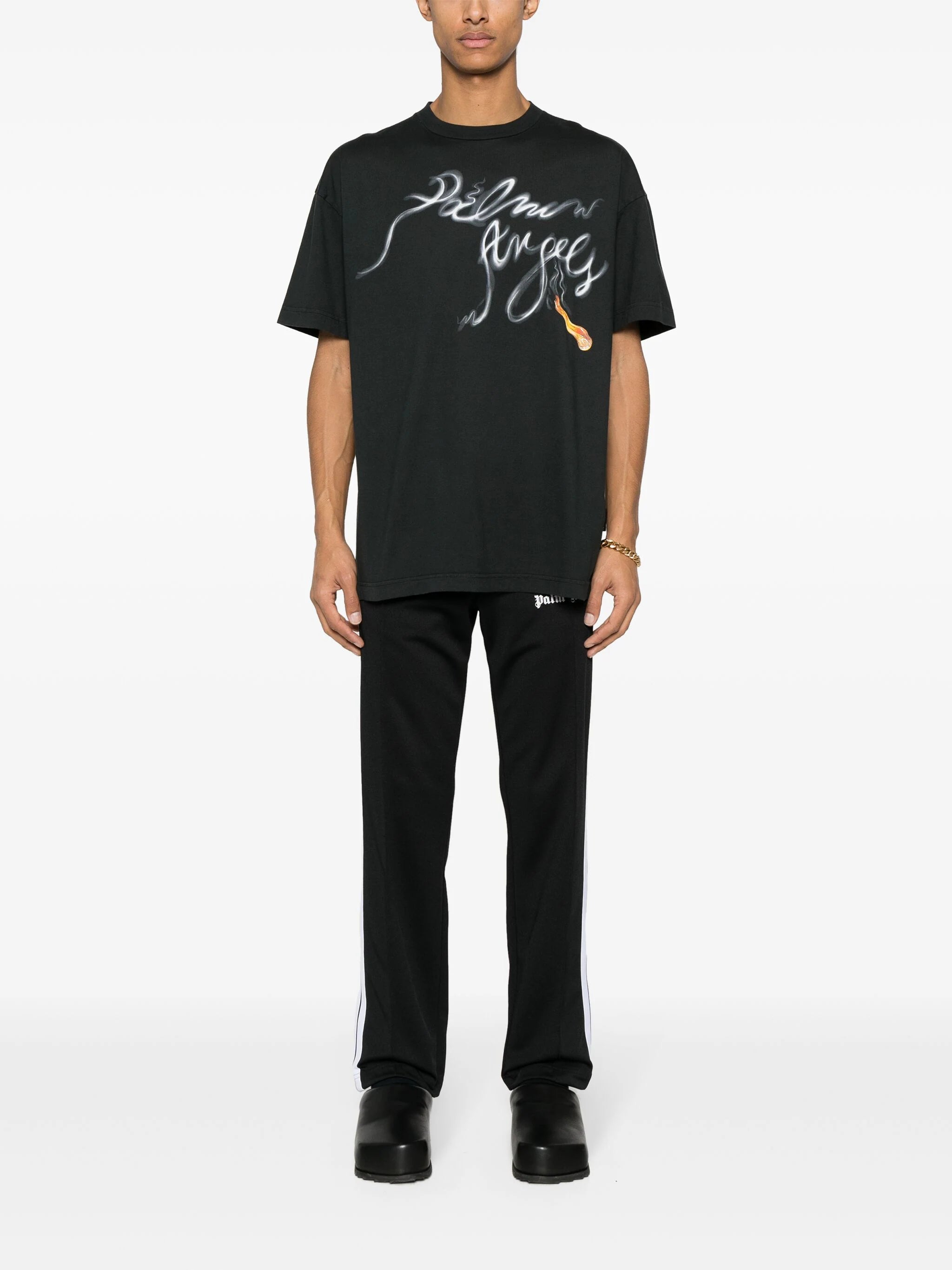 Shop Palm Angels Foggy Logo-print T-shirt