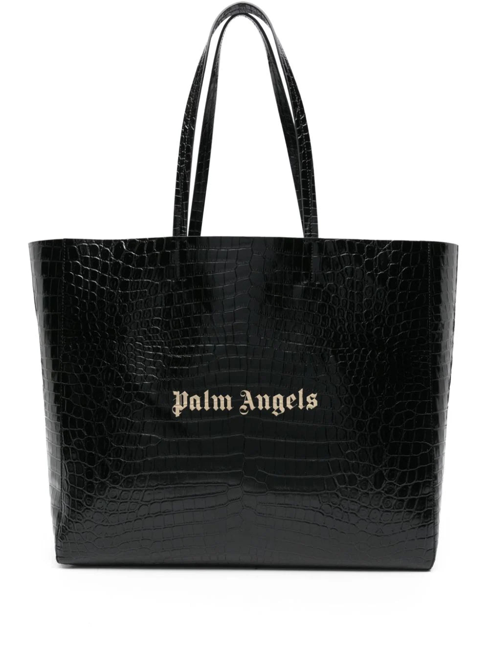 Shop Palm Angels Logo-appliqué Leather Tote Bag