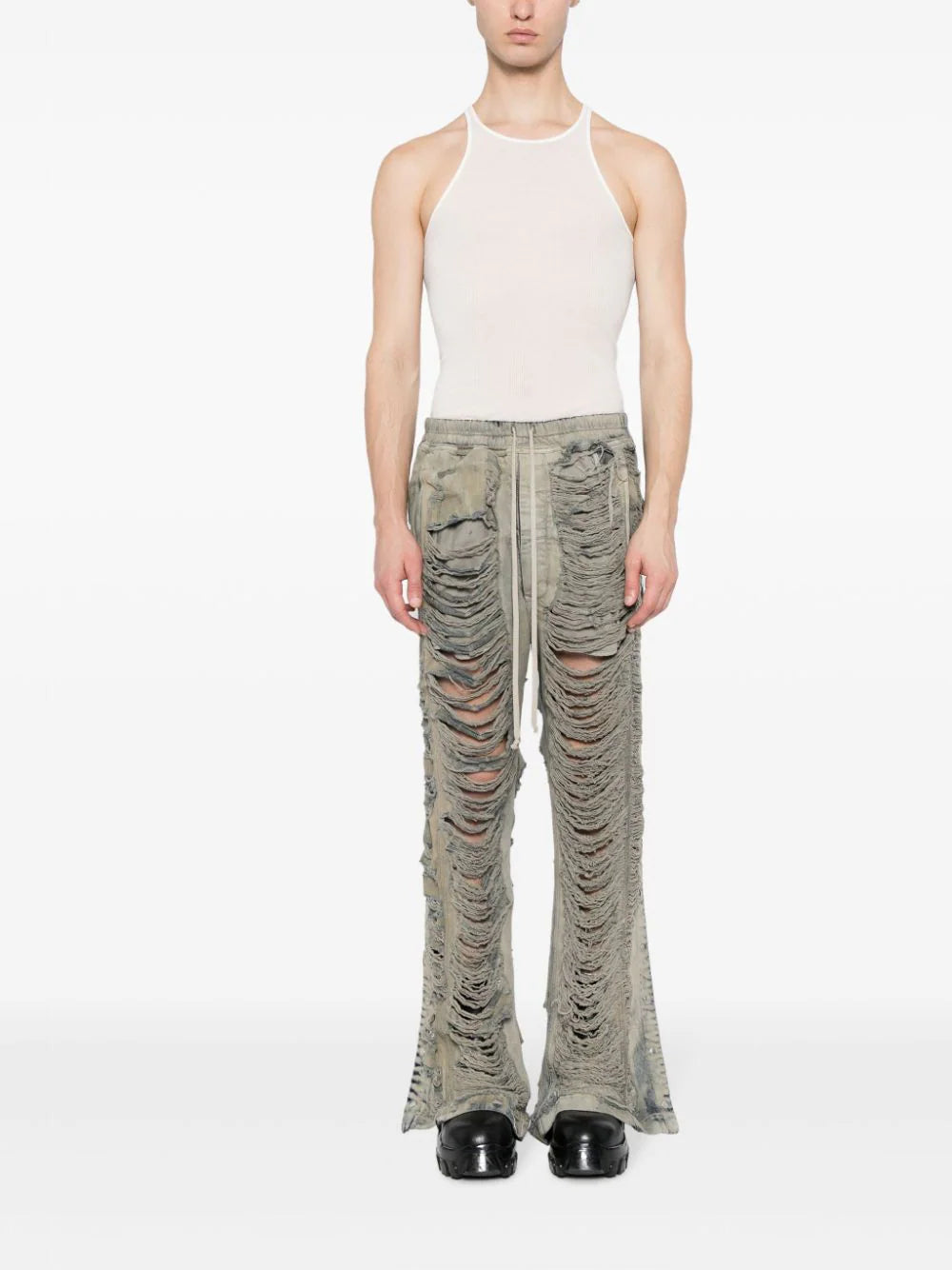 Shop Rick Owens Drkshdw Distressed-effect Wide-leg Trousers