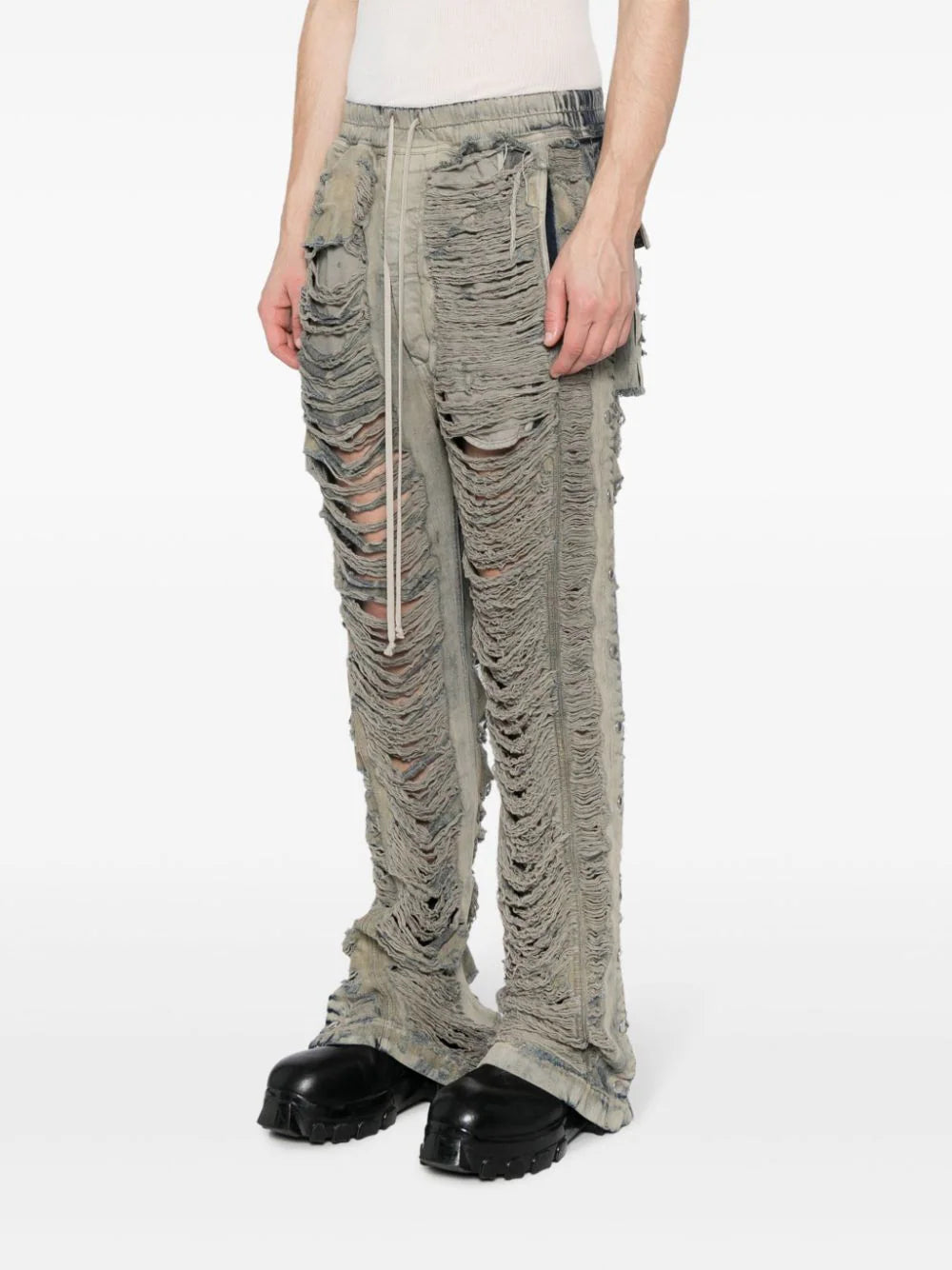 Shop Rick Owens Drkshdw Distressed-effect Wide-leg Trousers