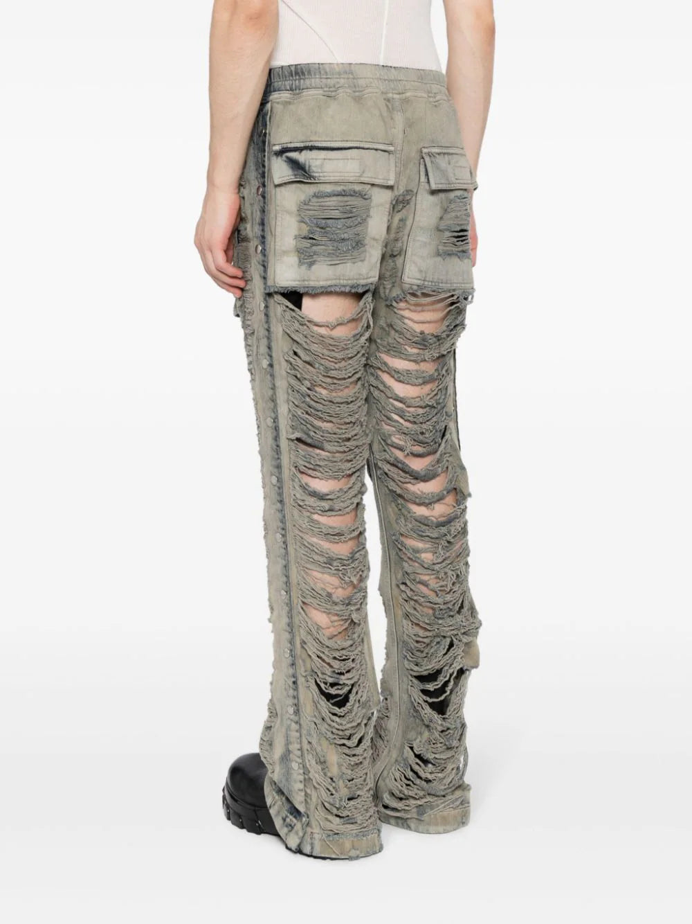 Shop Rick Owens Drkshdw Distressed-effect Wide-leg Trousers