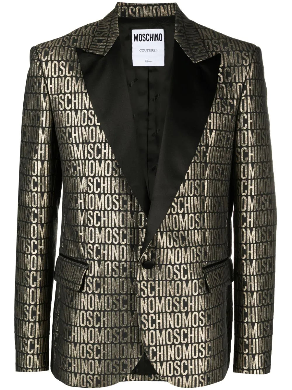 Moschino Logo-print Single-breasted Blazer In Black