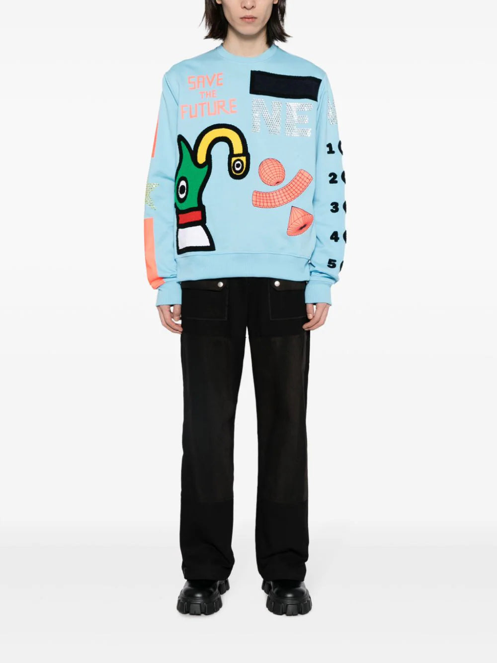 Shop Walter Van Beirendonck Logo-appliqué Cotton Sweatshirt