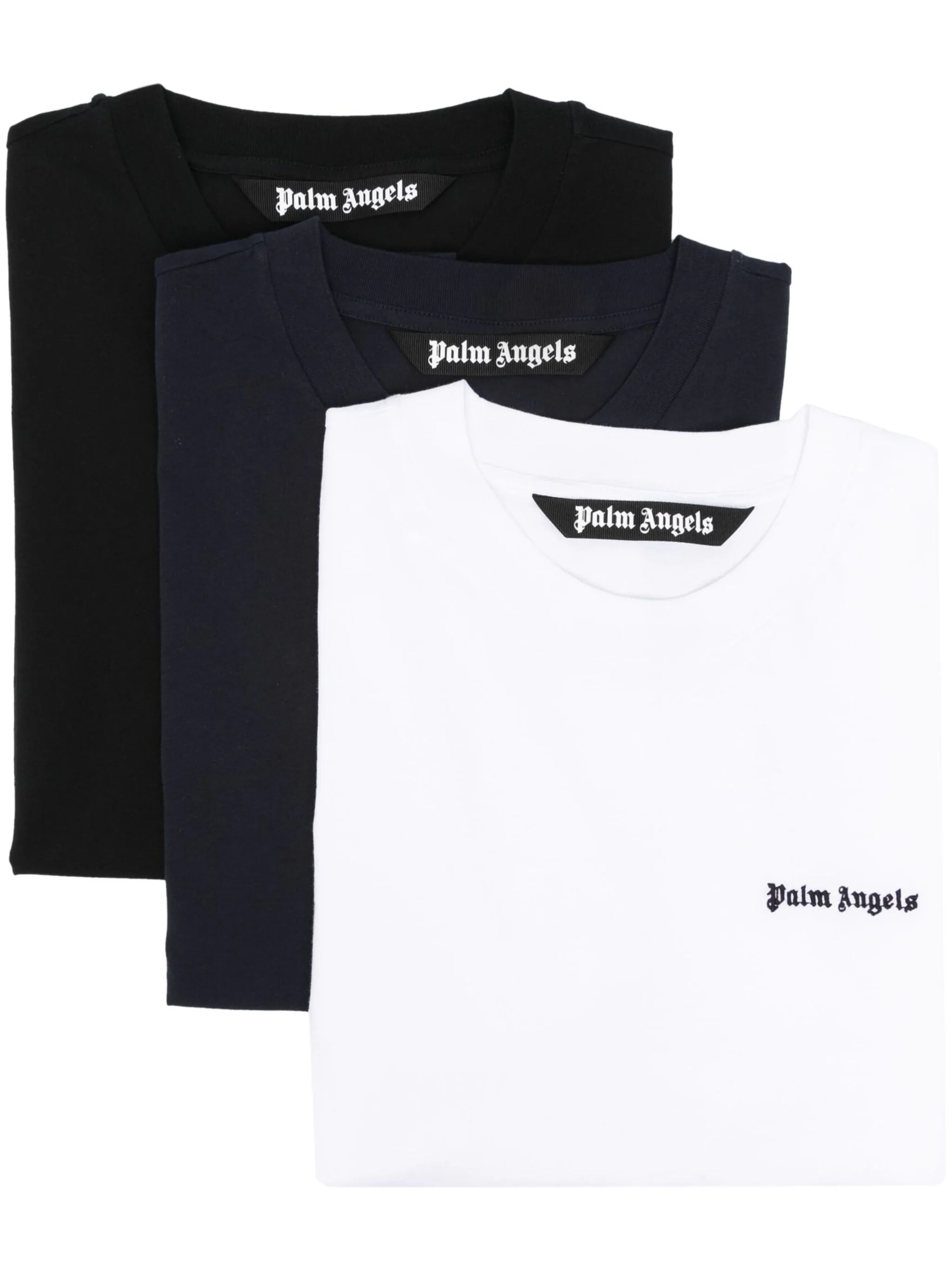 Shop Palm Angels Logo-embroidered Cotton T-shirts (pack Of Three)