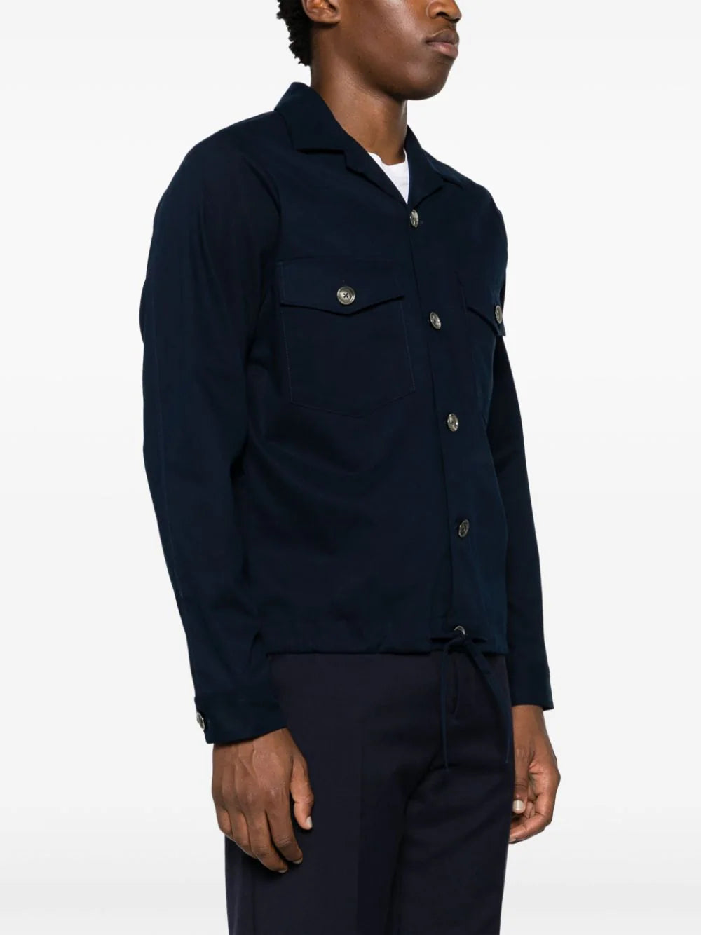 Shop Ami Alexandre Mattiussi Gabardine-weave Cotton Longsleeved Shirt