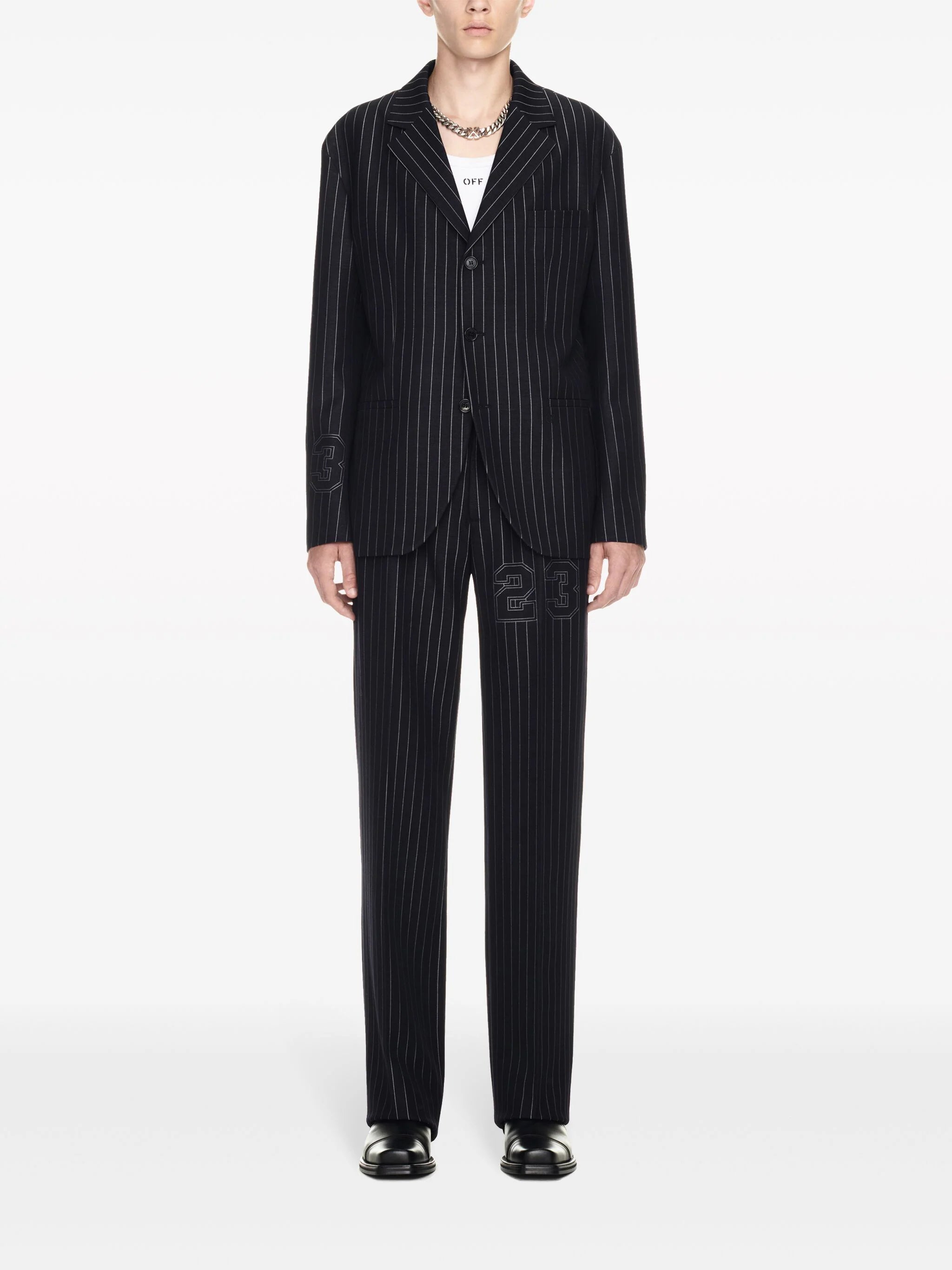 Shop Off-white 23-print Pinstriped Blazer