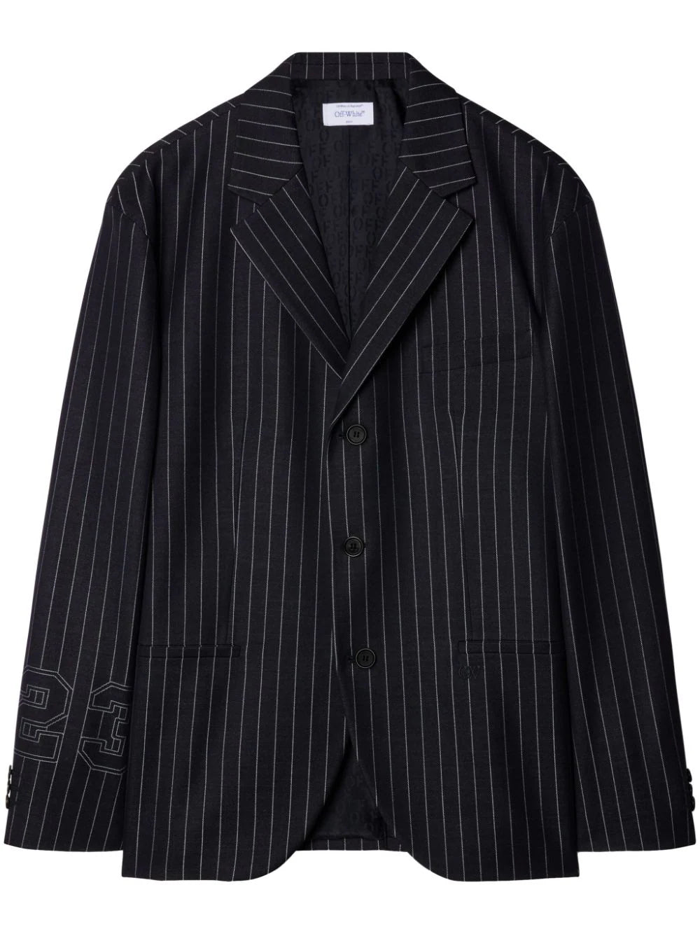 Shop Off-white 23-print Pinstriped Blazer