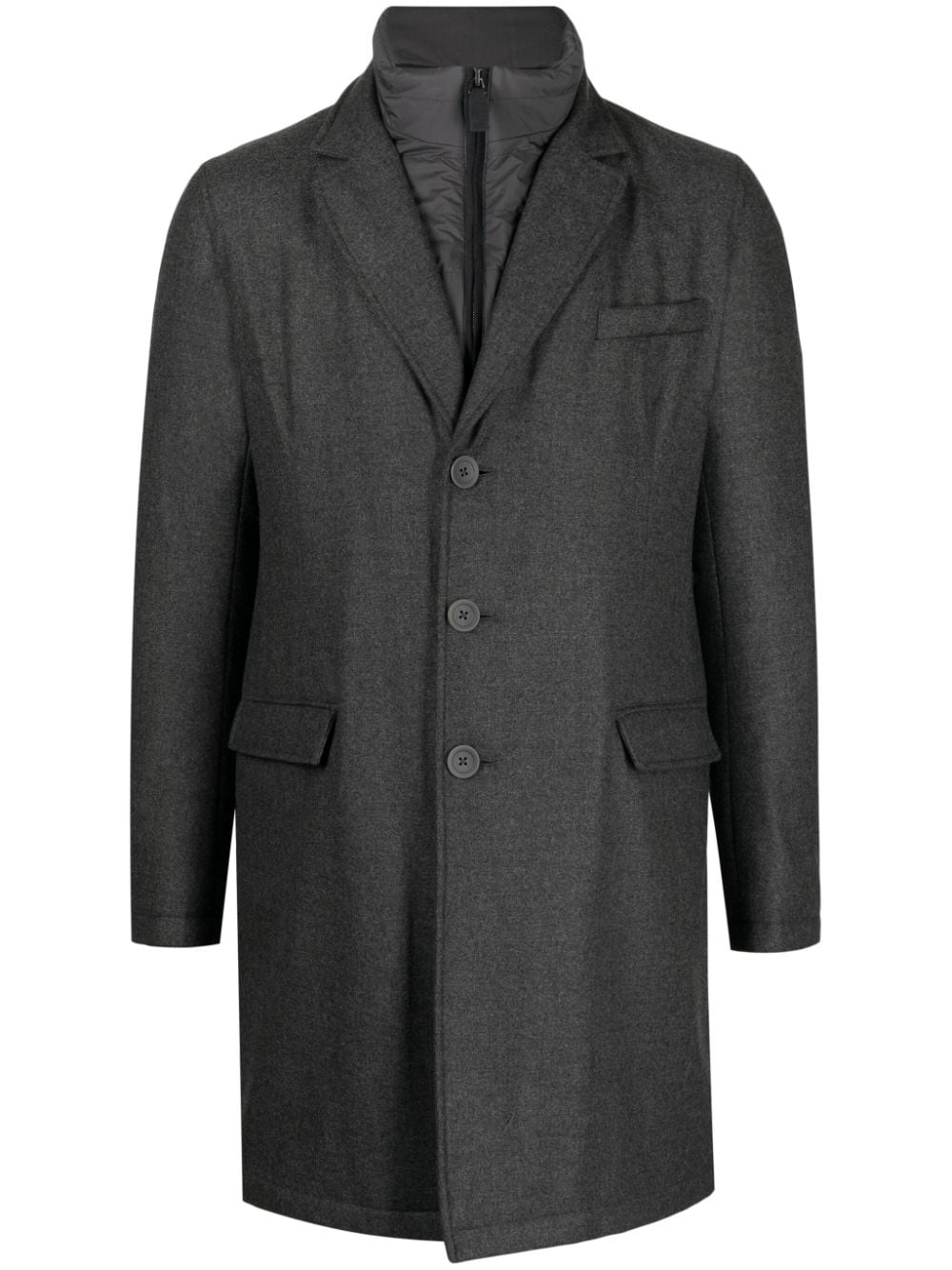 Shop Herno Hybrid High-neck Single-breasted Coat
