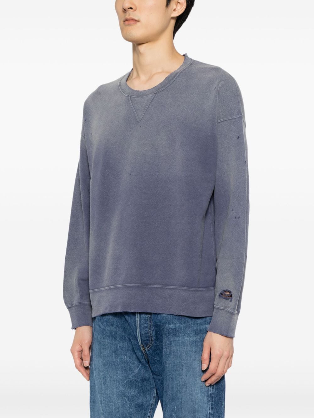 Shop Visvim Distressed-effect Cotton Sweatshirt