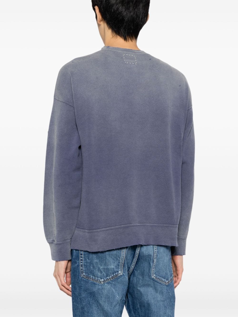 Shop Visvim Distressed-effect Cotton Sweatshirt