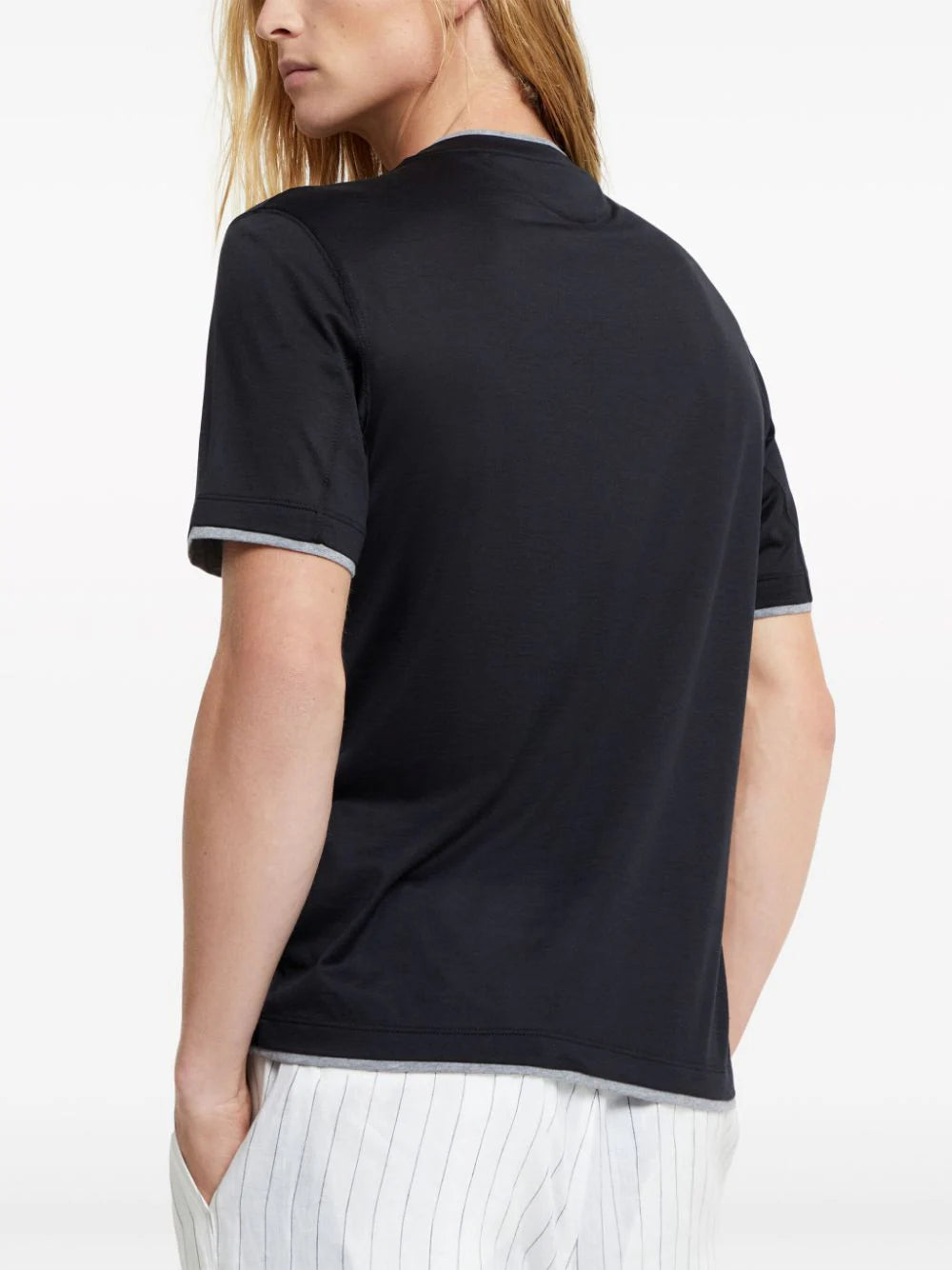 Shop Brunello Cucinelli Layered-effect Silk-cotton T-shirt