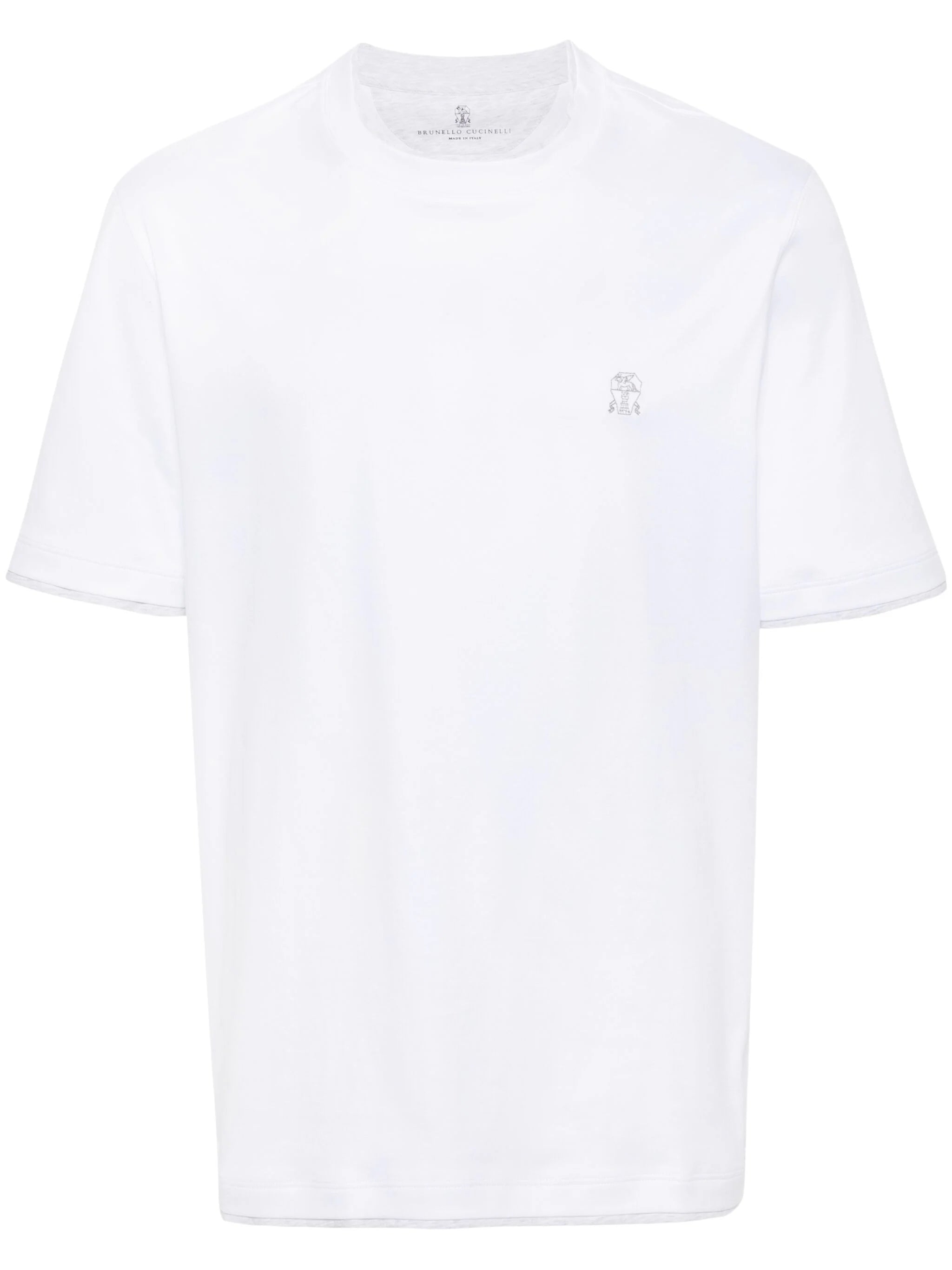 Shop Brunello Cucinelli Logo-embroidered Cotton T-shirt