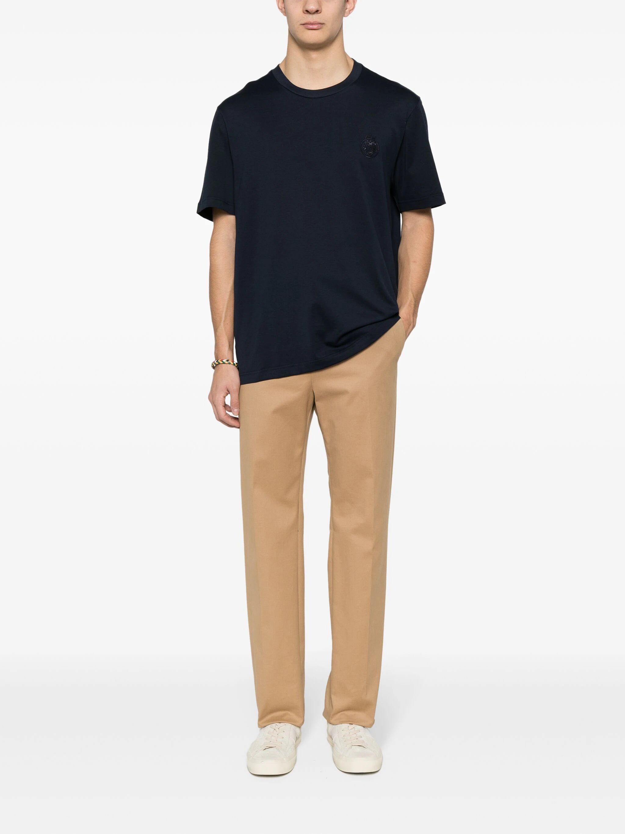 Shop Brioni Embroidered-logo Cotton T-shirt