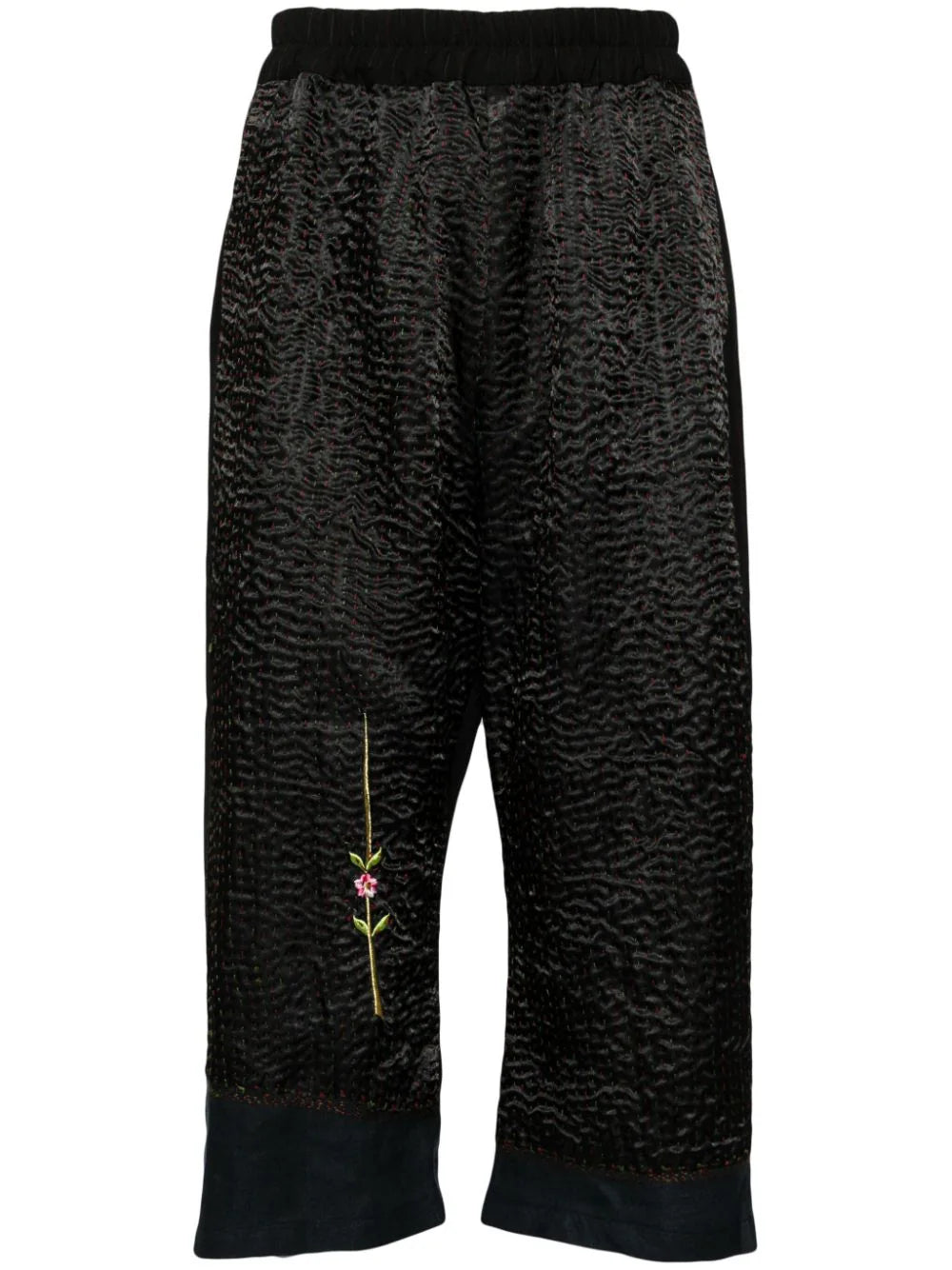 Shop By Walid Floral-embroidered Cropped Trousers
