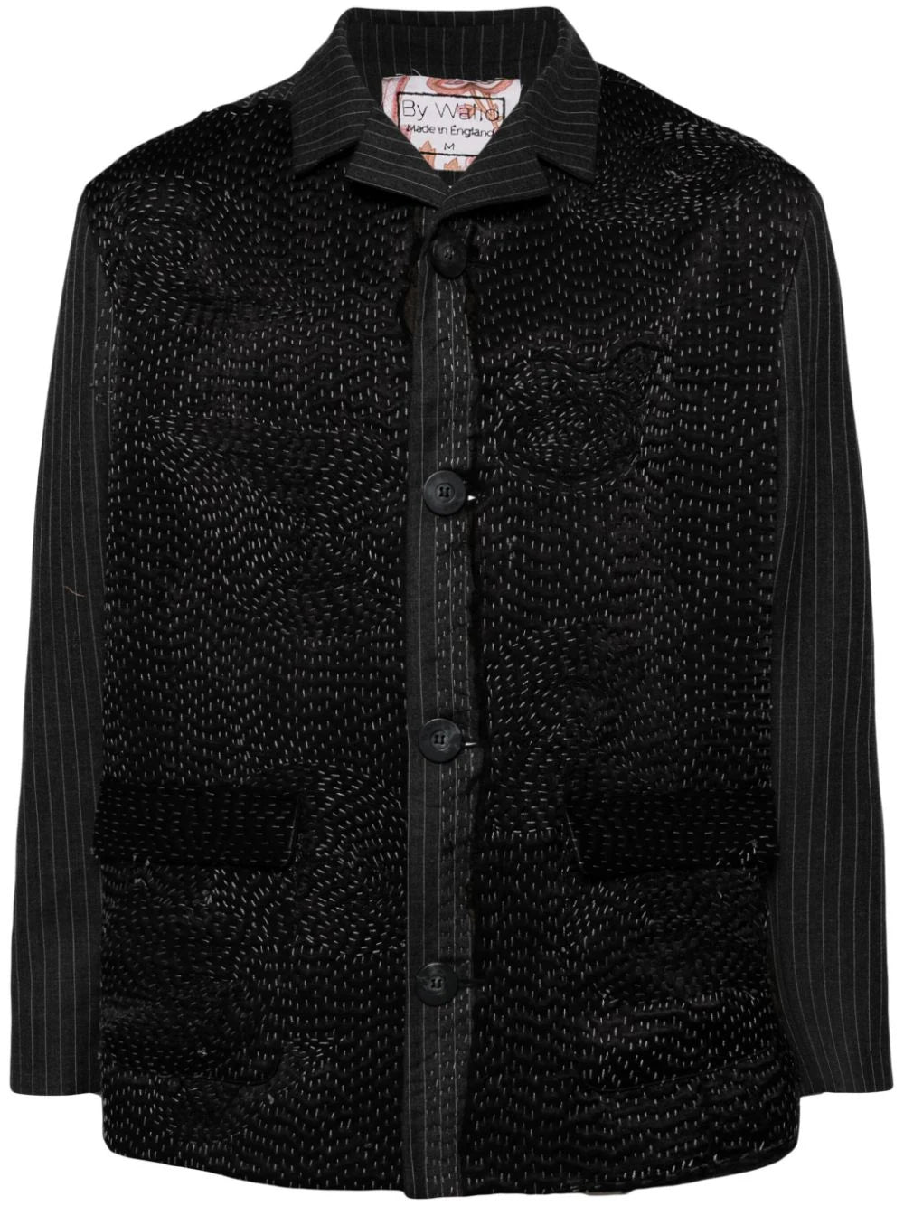 Shop By Walid Embroidered Pinstriped Shirt Jacket