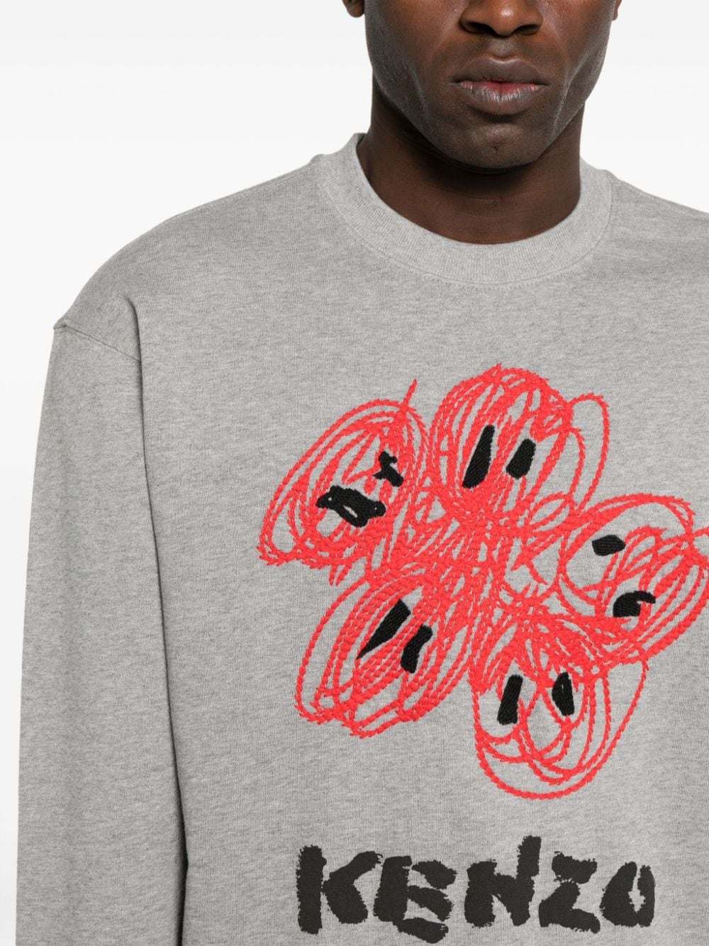 Shop Kenzo Drawn Varsity Cotton Sweatshirt