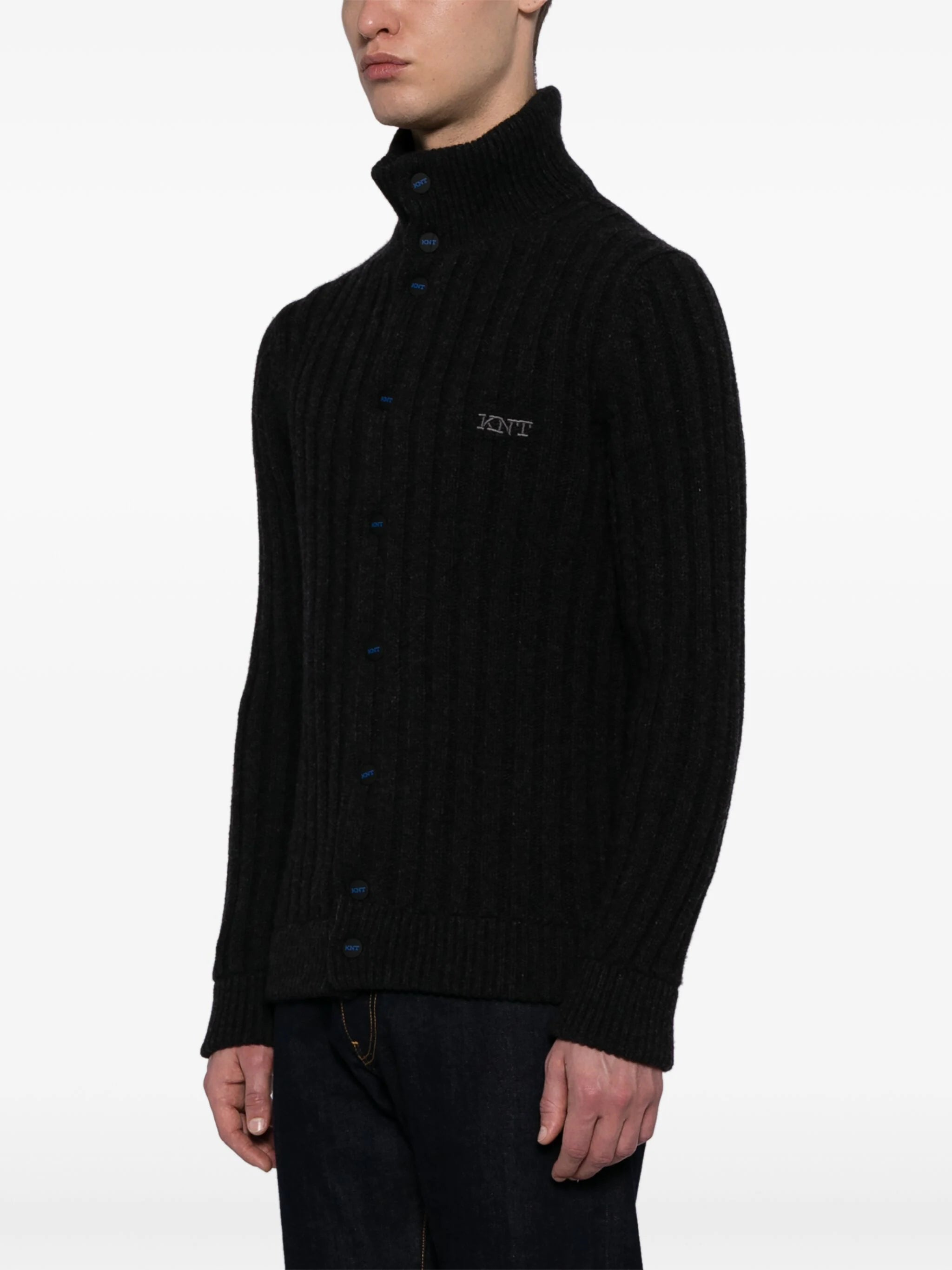 Shop Kiton Logo-embroidered Wool Cardigan