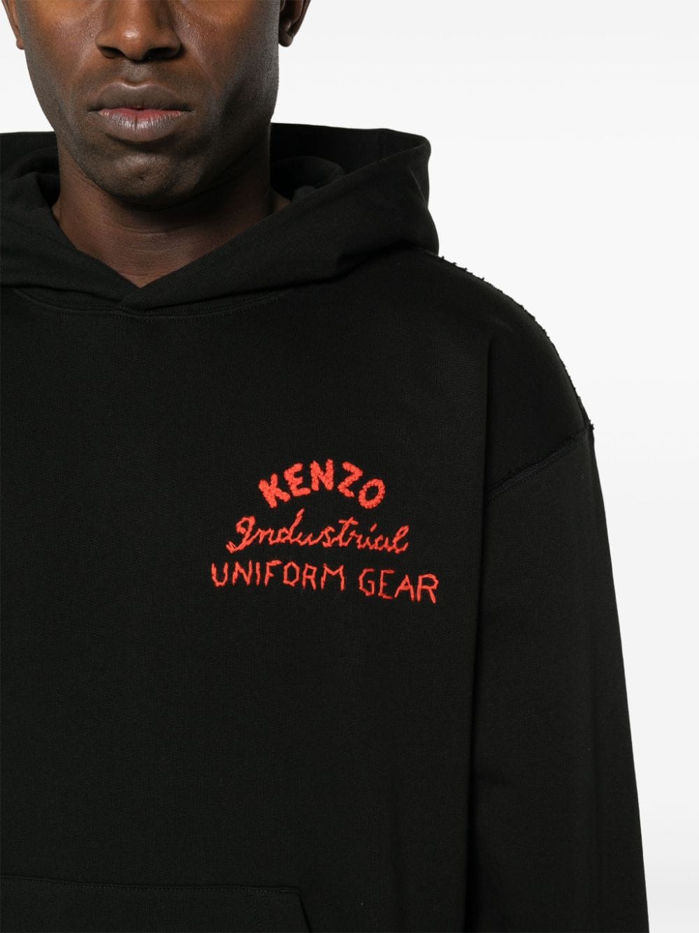 Shop Kenzo Drawn Varsity Cotton Hoodie
