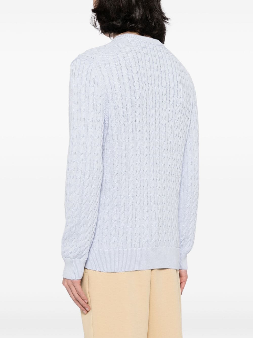 Shop Lacoste Logo-embroidered Cable-knit Jumper